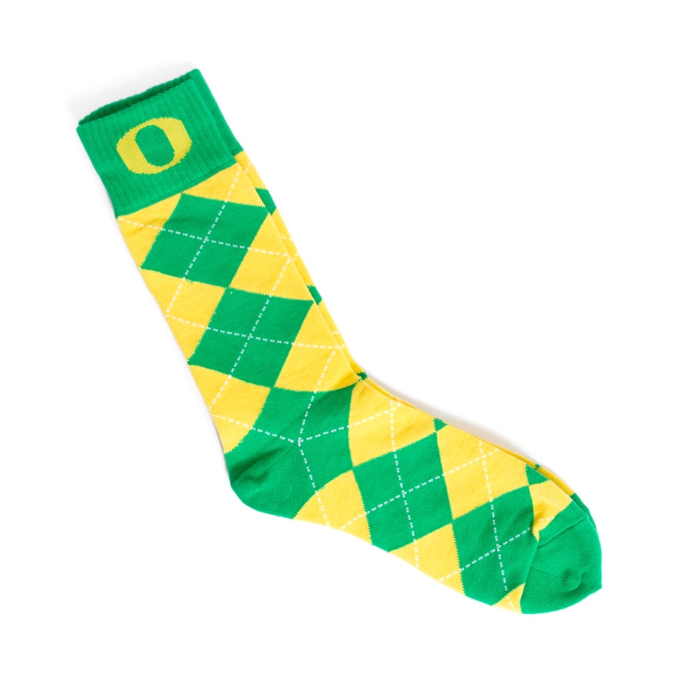 Classic Oregon O, Donegal Bay, Green, Crew, Accessories, Unisex, Argyle, Sock, 511243